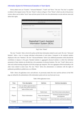 Information System for Performance Evaluation in Team Sports | PDF