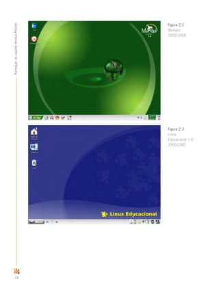 14
FormaçãodesuportetécnicoProinfo
Figura 2.2
Muriqui:
2005/2006
Figura 2.3
Linux
Educacional 1.0:
2006/2007
 