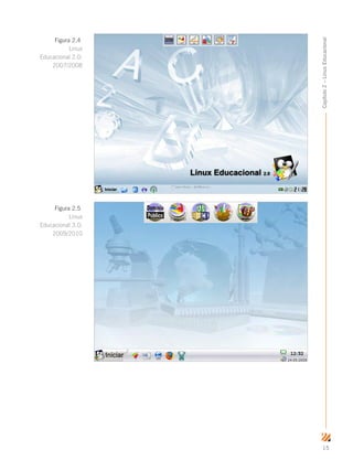 15
Capítulo2–LinuxEducacional
Figura 2.4
Linux
Educacional 2.0:
2007/2008
Figura 2.5
Linux
Educacional 3.0:
2009/2010
 