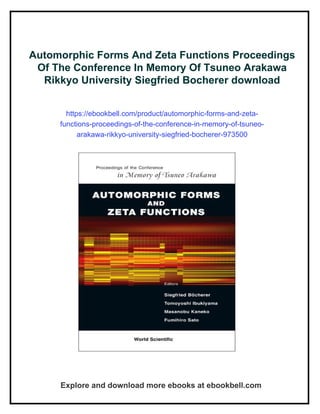 Zetz Forms Automorphic Forms And Zeta Functions Proceedings Of The Conference In ...