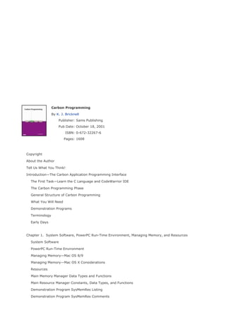 Carbon Programming 1st Edition Kevin Bricknell | PDF