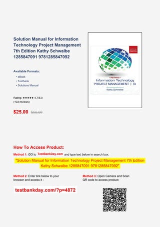 Comprehensive Solution Manual for IT Project Management 7th Edition by ...