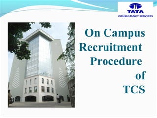On Campus
Recruitment
Procedure
of
TCS
 