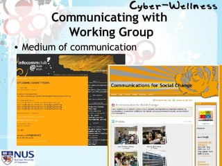 Communicating with  Working Group Medium of communication 