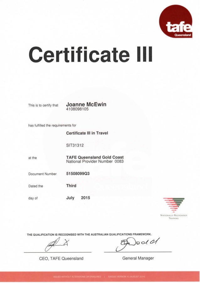 certificate 3 travel and tourism