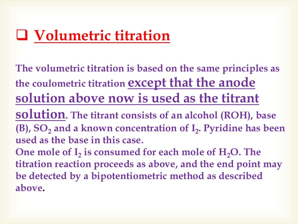 Karl Fischer titration,principle,apparatus, titration types,Endpoint
