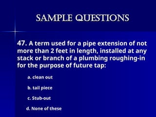 Questionning Plumber Plumbing-Questionnaire- Master Plumbing2.ppt