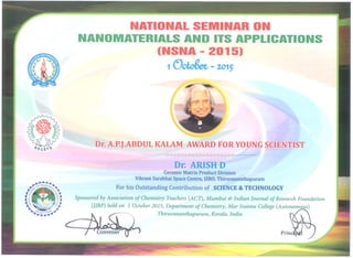 Dr APJ Award certificate 001