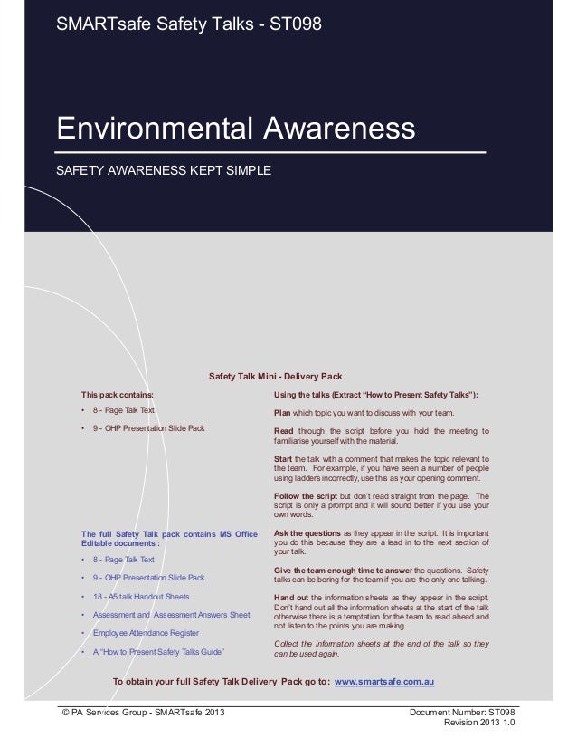 Environmental Awareness - Safety Talk