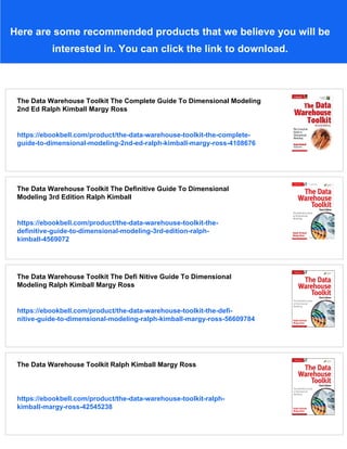 The Data Warehouse Toolkit The Complete Guide To Dimensional Modeling ...