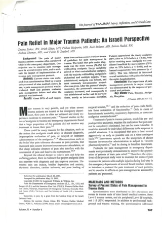 Pain relief in major traum, J. Trauma 10.2001