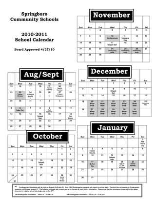 Springboro Community Schools November 2010-2011 School Calendar | PDF Springboro Community Schools November 2010-2011 School Calendar | PDF