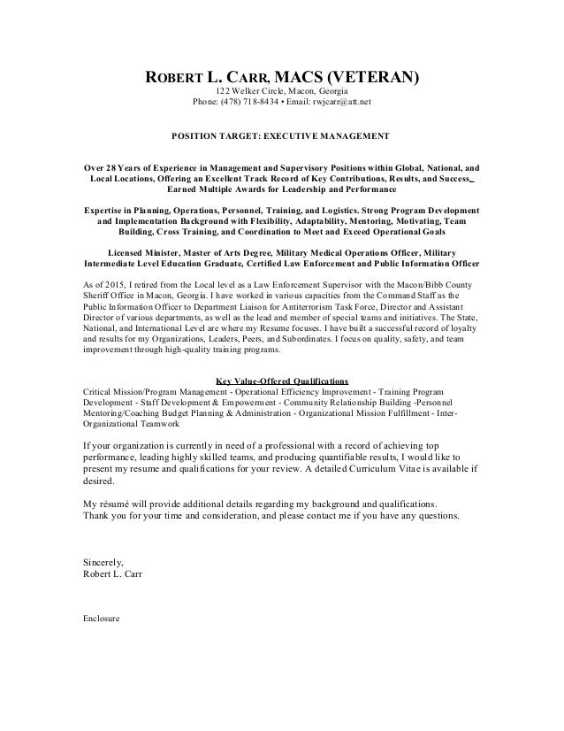 ltc robert carr military and civilian resume