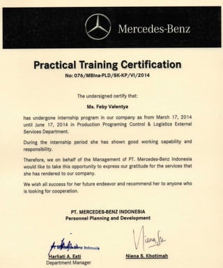 PRACTICAL TRAINING CERTIFICATION
