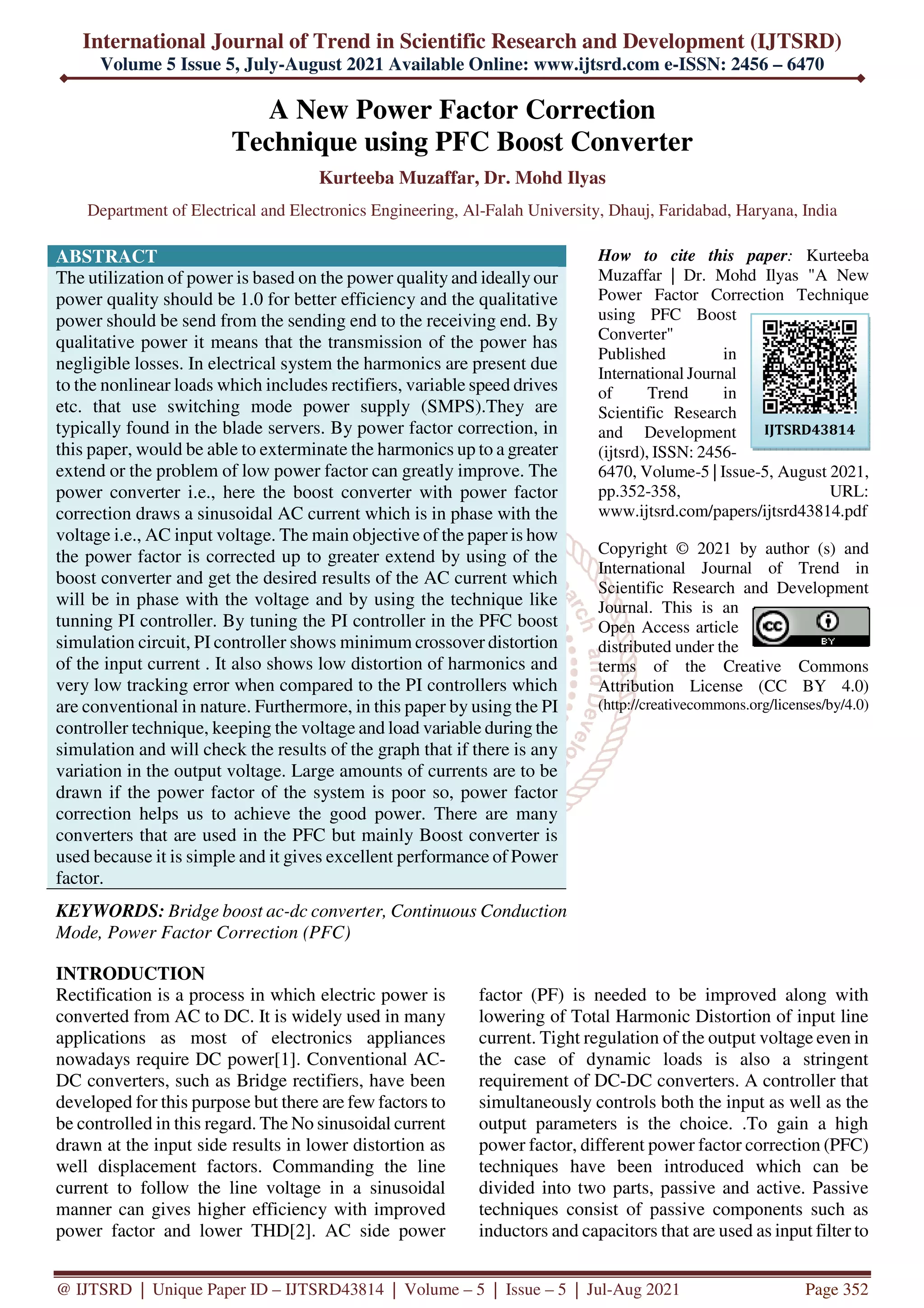 A New Power Factor Correction Technique using PFC Boost Converter | PDF