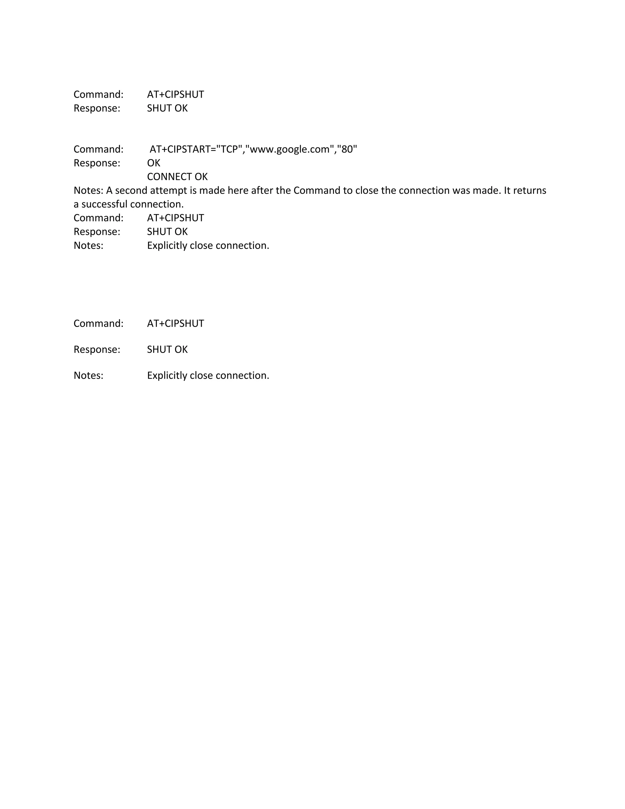 AT COMMAND SET FOR SENDING DATA VIA TCP USING SIM900 | PDF