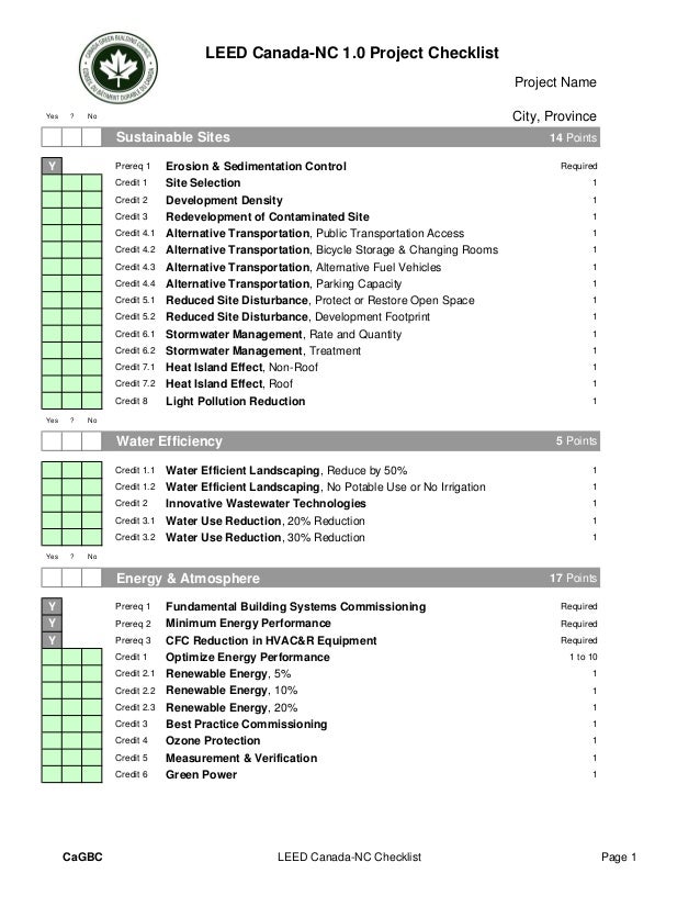 Leed canada for homes project checklist Leed canada for homes project checklist