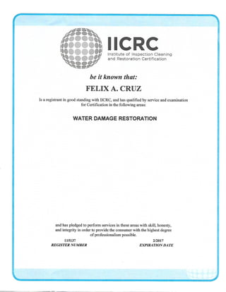 Water Damage Certification 2017 PDF