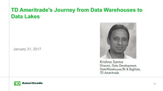 36
TD Ameritrade's Journey from Data Warehouses to
Data Lakes
January 31, 2017
 