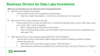Business Drivers for Data Lake Investment
39
What we can do today vis-à-vis what we want to do going forward
a) We know wh...