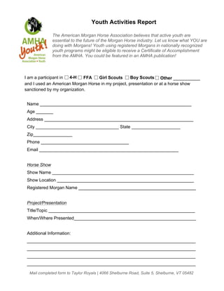 Youth Activites Report | PDF
