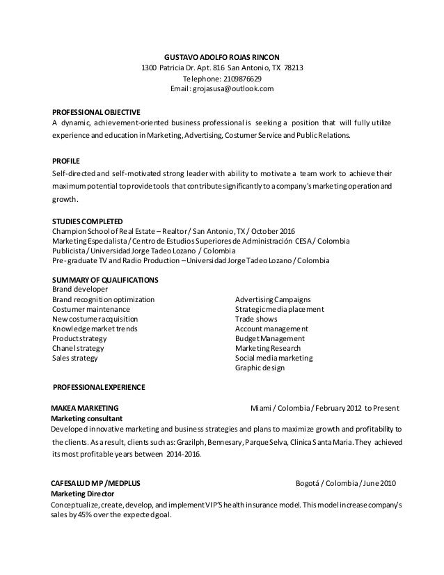 marketing advertising resumes