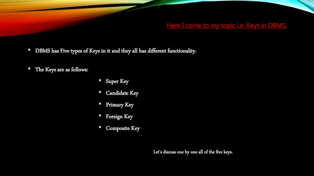DBMS Keys | PPTX | Databases | Computer Software and Applications