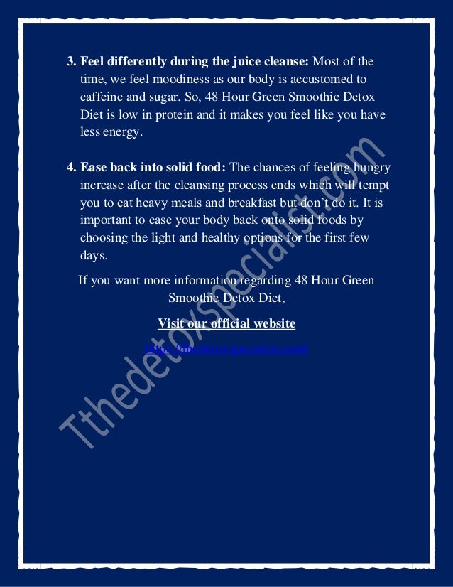 48 Hour Green Smoothie Detox Diet To Boost Weightloss The
