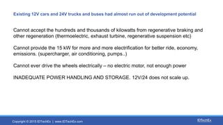 Copyright © 2015 IDTechEx | www.IDTechEx.com
Existing 12V cars and 24V trucks and buses had almost run out of development ...