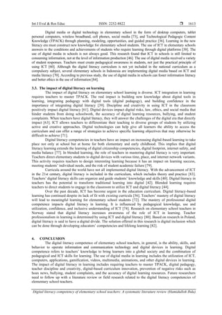 Digital literacy competency of elementary school teachers: A systematic ...
