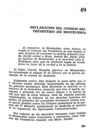 49- Declaración del Consejo del Presbitero de Montevideo.