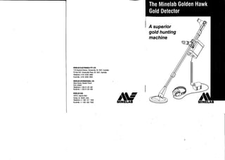 Instruction Manual Minelab Golden Hawk Metal Detector English Language l4901 0029 b