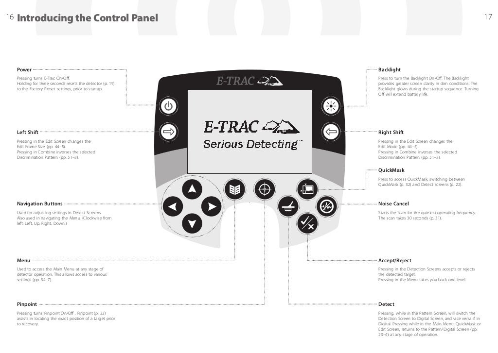 Instruction Manual E-Trac Metal Detector English Language screen 490…