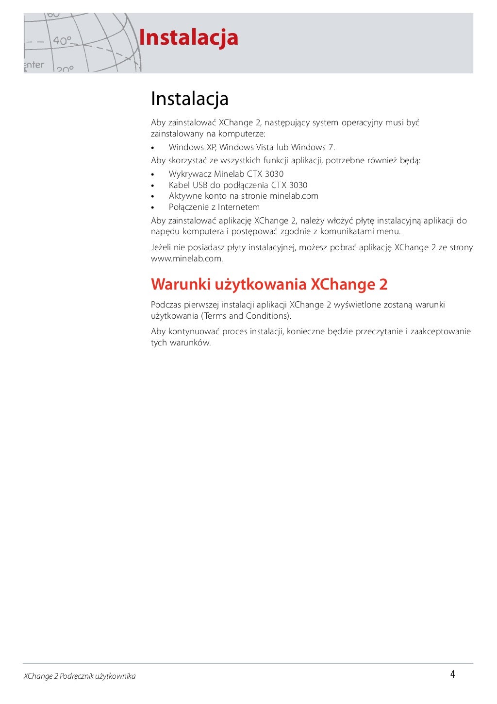 Instruction Manual Minelab XChange 2 User Manual Polish Languagel we…