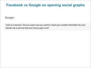 Facebook vs Google on opening social graphs


Google:
 