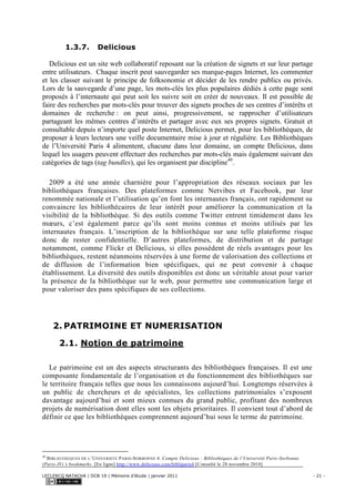 LECLERCQ NATACHA | DCB 19 | Mémoire d’étude | janvier 2011 - 22 -
2.1.1. Définition
Par patrimoine, on entend un ensemble ...