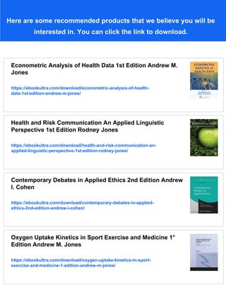 Applied Health Economics 2nd Edition Andrew M. Jones | PDF
