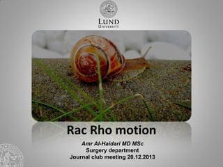 Rac Rho motion
Amr Al-Haidari MD MSc
Surgery department
Journal club meeting 20.12.2013
 
