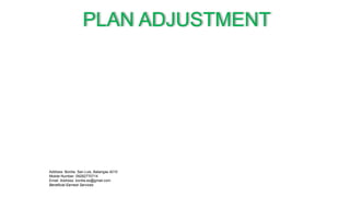 PLAN ADJUSTMENT
Address: Bonliw, San Luis, Batangas 4210
Mobile Number: 09282770714
Email Address: bonliw.es@gmail.com
Beneficial Earnest Services
 