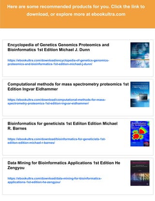 Bioinformatics for Comparative Proteomics 1st Edition Chuming Chen | PDF