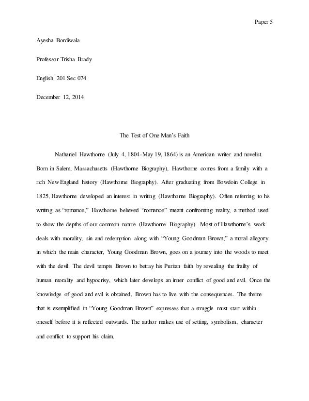 young goodman brown symbolism essay