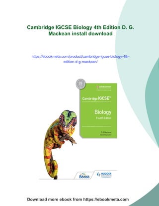 Cambridge IGCSE Biology 4th Edition D. G. Mackean | PDF