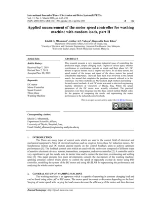 Applied measurement of the motor speed controller for washing machine ...