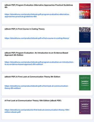 (eBook PDF) Program Evaluation Theory and Practice First Edition: A ...