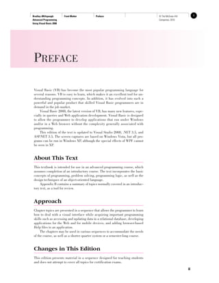 Advanced Programming Using Visual Basic 2008 4th Edition Julia Case ...