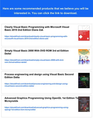 Advanced Programming Using Visual Basic 2008 4th Edition Julia Case ...