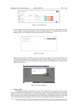 Chat network study and design using HTML and PHP web programming | PDF