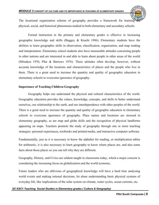 teaching social studies in elementary grades 1 culture and geography | DOCX