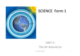 SCIENCE Form 1




           UNIT 5 :
      The Air Around Us
yschow@smkbpj(a)          1
 