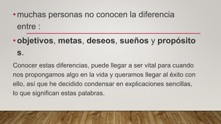 Suenos Vs Metas Proyecto de Vida, sueños, metas, Propositopptx | PPTX